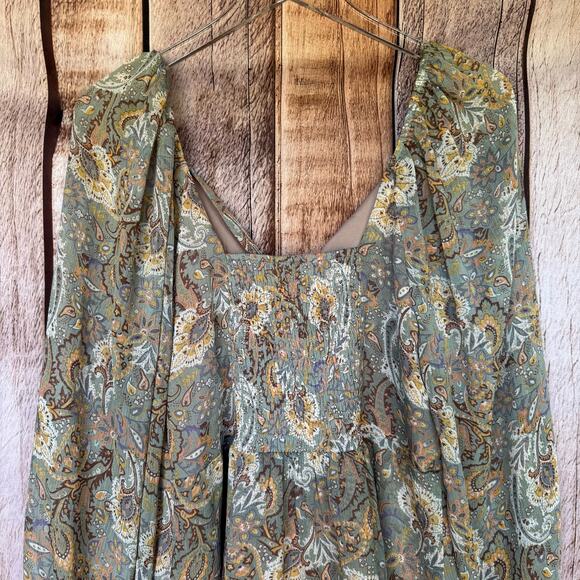 Wildflower Dress Babydoll Bohemian Floral Mini Romantic Long Sleeve Large - Picture 3 of 9